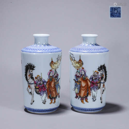 Enamel color knife horse figure pot