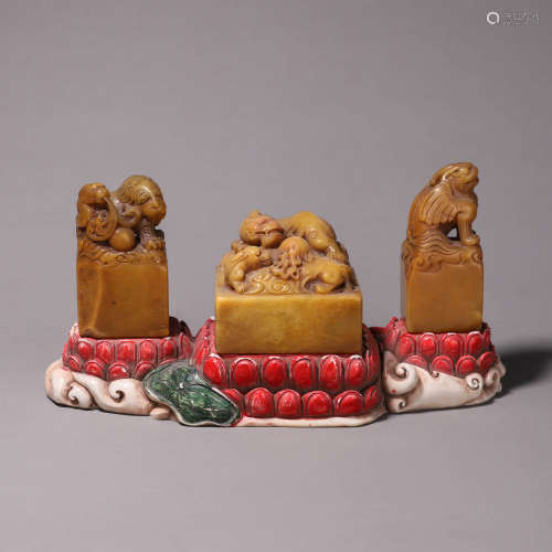 A set of Tianhuang Stone Seals of Rui Beast