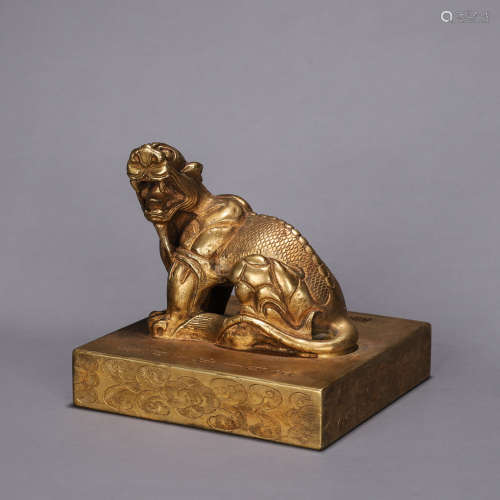 Bronze gilt beast seal
