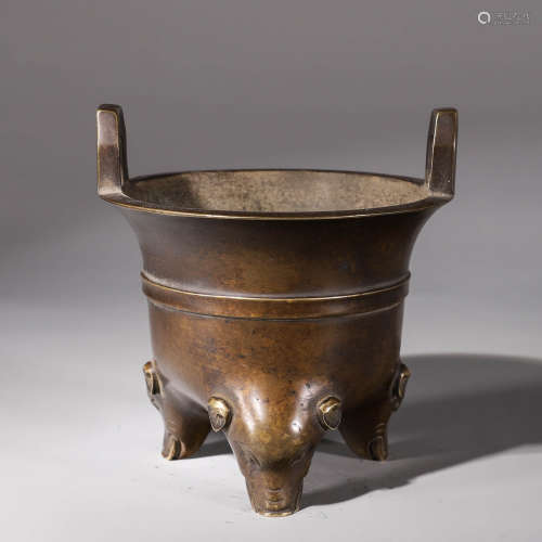 Old Tibetan Elephant Foot Cupola Copper Stove