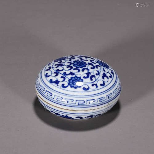 Old Tibetan Blue and White Ink Pad Box