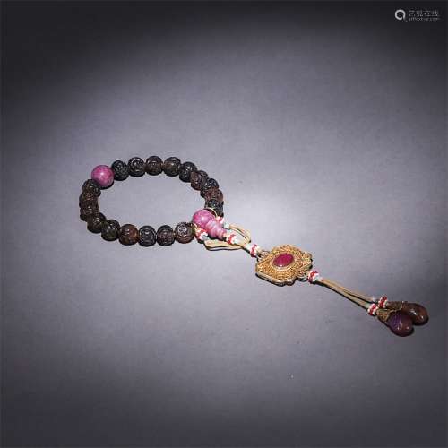 Old amber inlaid ruby silver gilt accessories eighteen hand-...