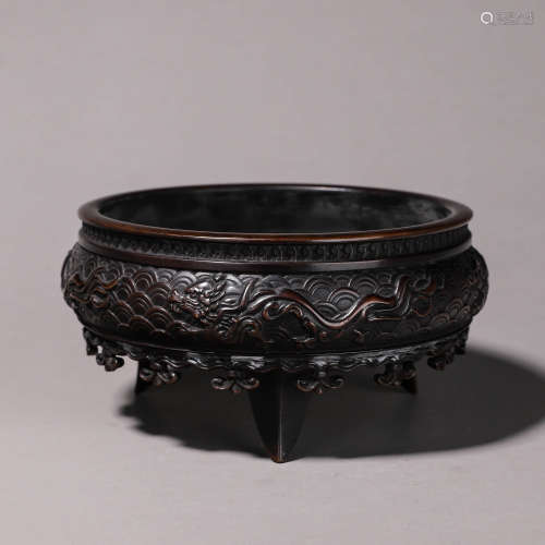 Sea water moire copper incense burner