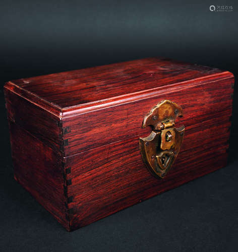 清 红木铜锁宝箱