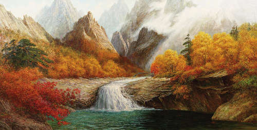 李哲勳  金剛山的秋天 布面 油畫