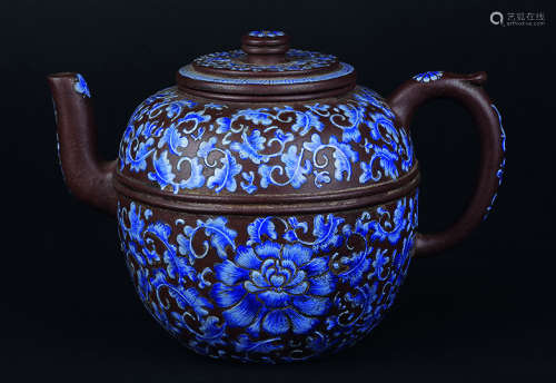 紫砂加彩茶壶