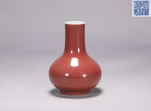 Qing Dynasty Qianlong red glazed celestial vase