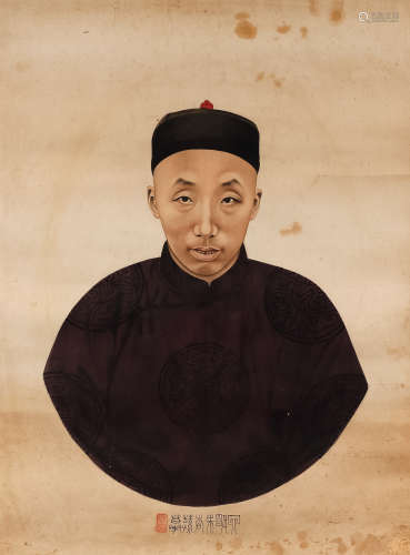 朱涛 临摹工笔人物肖像画一副  纸本镜框