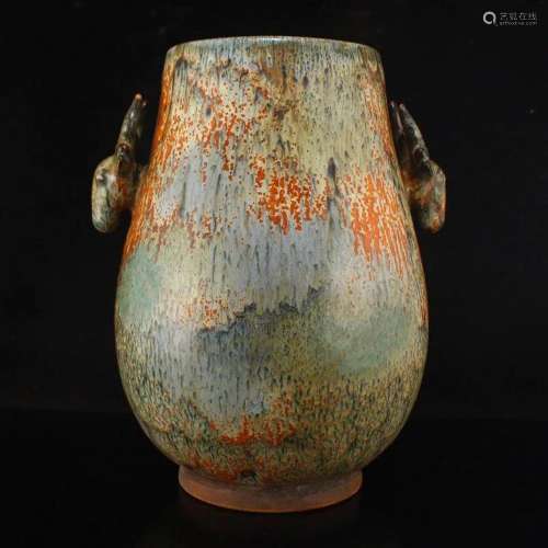Variable Glaze Jun Kiln Sheep Head Porcelain Pot