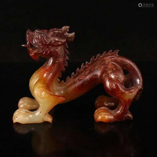 Vintage Chinese Hetian Jade Dragon Statue