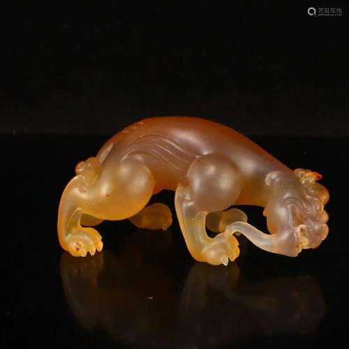 Superb Chinese Qing Dy Agate Divine Beast Statue