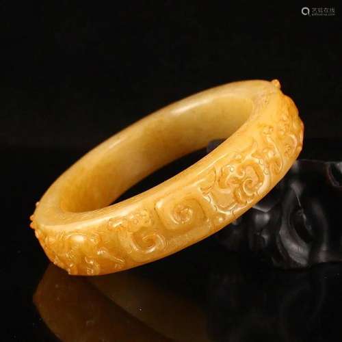 Superb Vintage Hetian Jade Divine Beast Bracelet