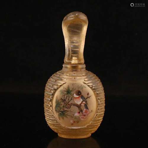 Inside Painting Peking Glass Snake Shape Snuff Bottle