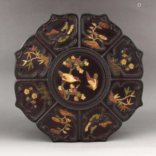 Qing Dy Zitan Wood Inlay Shell & Gem Food Box