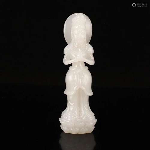 Superb Chinese Hetian Jade Kwan-Yin Statue