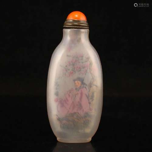 Vintage Chinese Agate Inside Painting Snuff Bottle