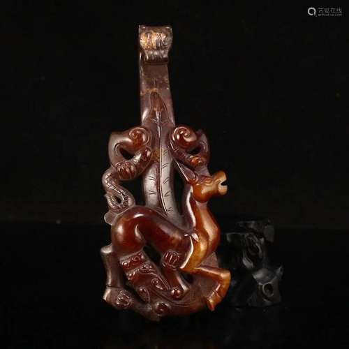 Vintage Chinese Hetian Jade Beast Belt Buckle