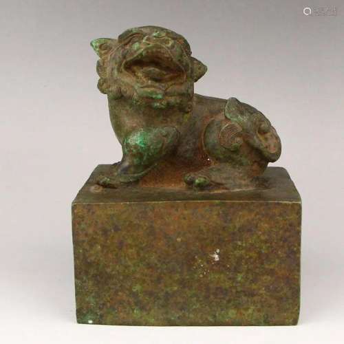 Vintage Chinese Bronze Lucky Lion Seal