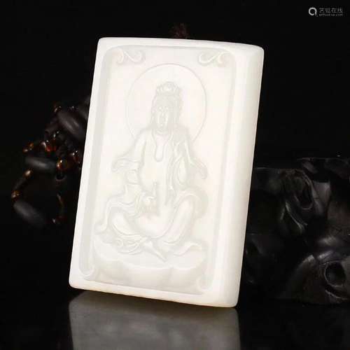 Superb Qing Dy Hetian Yangzhi Jade Kwan-yin Pendant