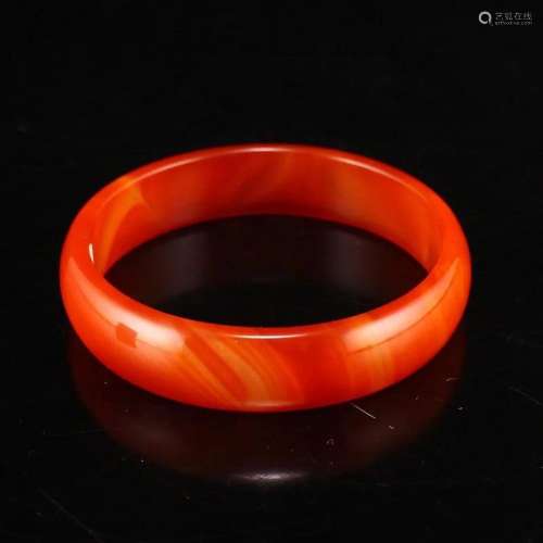 32.92 G Chinese Red Agate Bracelet w Certificate