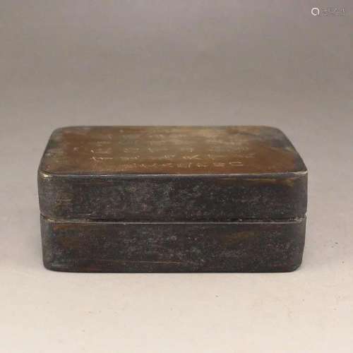 Vintage Chinese Bronze Poetic Prose Inkpad Box