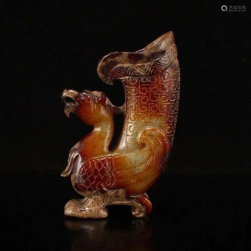 Vintage Chinese Hetian Jade Phoenix Wine Cup