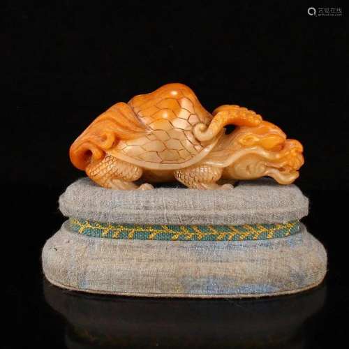 Qing Dy Shoushan Stone Dragon Turtle Statue