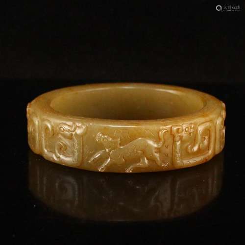 Inside Diameter 62 MM Vintage Chinese Hetian Jade Dragon Pho...