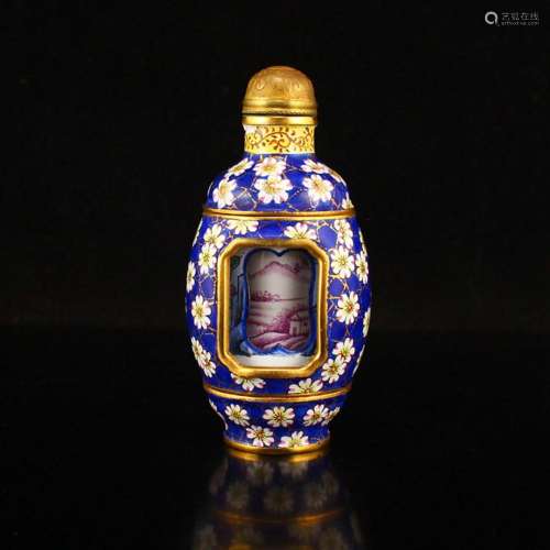 Chinese Qing Dy Gilt Gold Red Copper Enamel 3 layers Turn He...