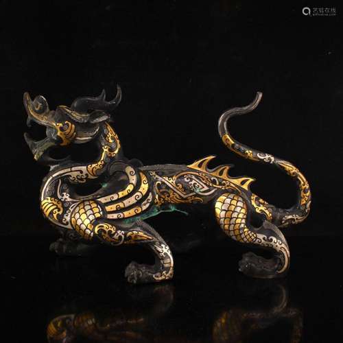 Superb Vintage Chinese Silver Gilt Gold Bronze Divine Beast ...