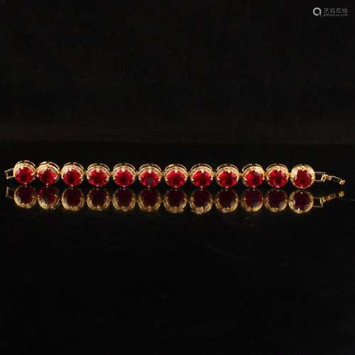 Beautiful Gilt Gold Inlay Ruby Bracelet