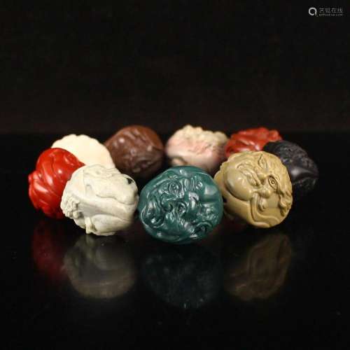 Chinese Alashan Agate Buddhism Arhat Beads Bracelet w Certif...