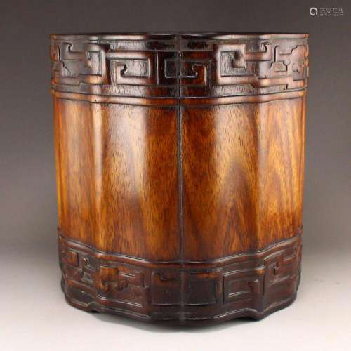 Vintage Chinese Zitan Wood Brush Pot