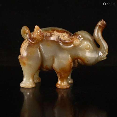 Vintage Chinese Hetian Jade Elephant Statue