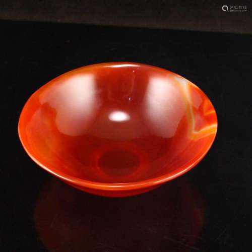 Chinese Red Agate Bowl w Certificate