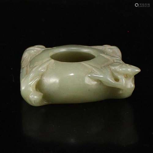 Hand Carved Chinese Hetian Jade Plum Flower Brush Washer