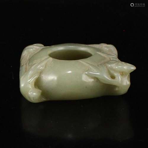 Hand Carved Chinese Hetian Jade Plum Flower Brush Washer