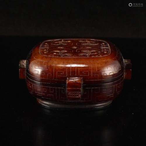 Superb Vintage Chinese Hetian Jade Rouge Box