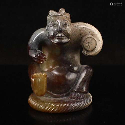 Vintage Chinese Hetian Jade Figure Statue