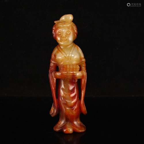 Vintage Chinese Hetian Jade Figure Statue