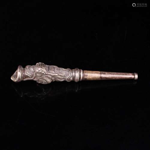 Vintage Chinese Pure Silver Dragon Head Tobacco Pipe