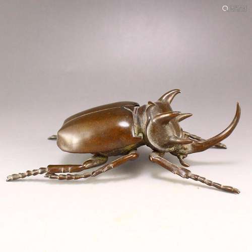 Vivid Chinese Red Copper Beetle Statue