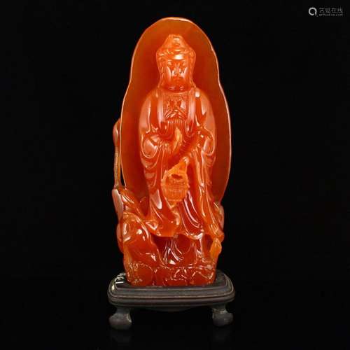 Chinese Natural Shoushan Stone Statue - Kwan-yin