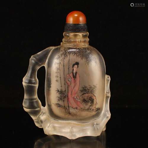 Chinese Peking Glass Inside Painting Figure Snuff Bottle