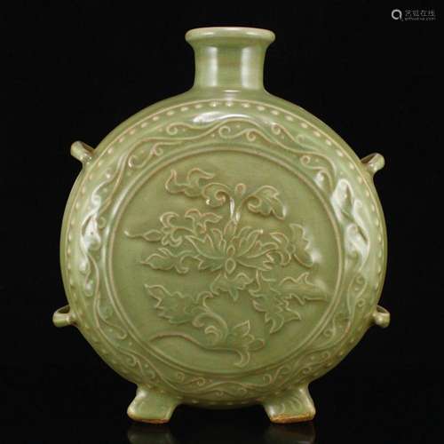 Vintage Chinese Longquan Kiln Flower Design Porcelain Pot