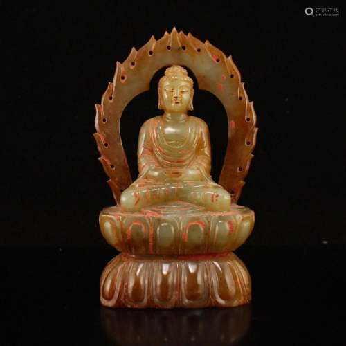 Superb Vintage Chinese Hetian Jade Siddhartha Buddha Statue