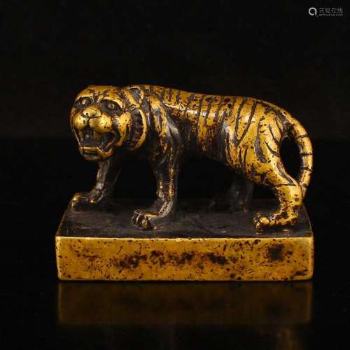 Vintage Chinese Brass Tiger Seal