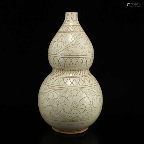 Vintage Chinese Ding Kiln White Glaze Porcelain Gourd Vase