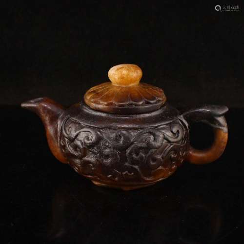 Vintage Jade Carved Teapot