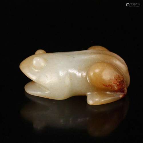 Vintage Chinese Hetian Jade Carved Fortune Toad Statue